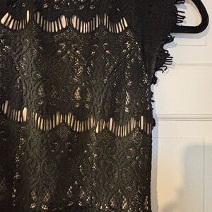Elegant Cap Sleeve Black Lace Dress